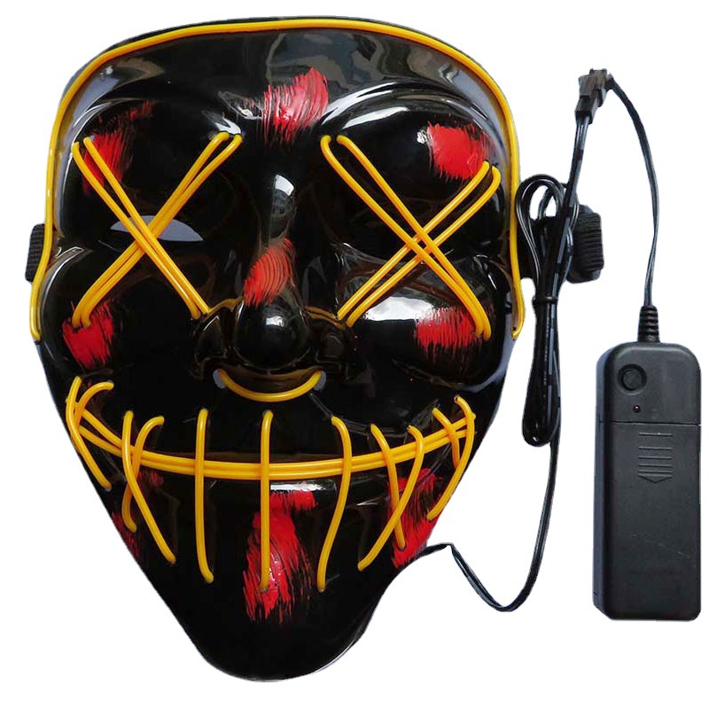 Picture of Spot Amazon Halloween Two-Color Mask El Cold Light Ktv Dance Party Scary Scary Mask Fluorescent