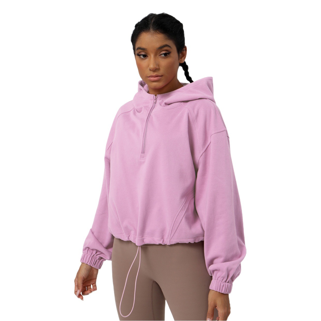 European and American Ins Pullover Hooded Yoga Fitness Top Women's Outdoor Running Jacket Zipper Loose Long Sleeve Sweatshirt Women