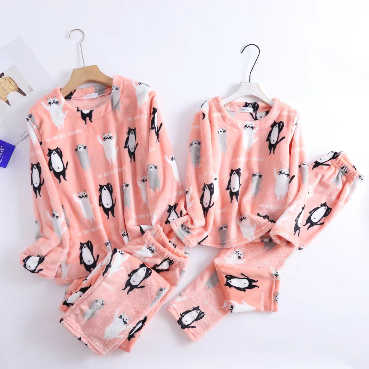 Thickened Warm Flannel Parent-Child Mother-Daughter Mother-Child Pajamas Pajamas Home Suit