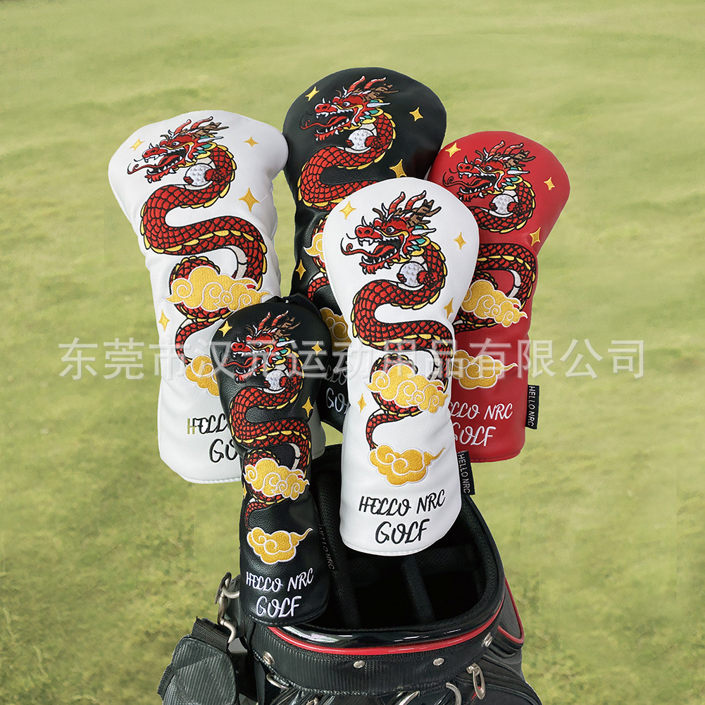 Picture of Manufacturers cross-border wholesale new golf club cover wooden club cover Chinese dragon red PU golf club cover