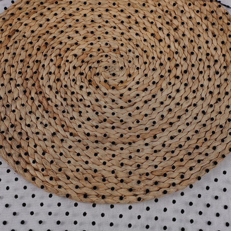 In stock encryption black flocking polka dot mesh fabric dress children's clothing headwear toy polka dot nylon mesh soft
