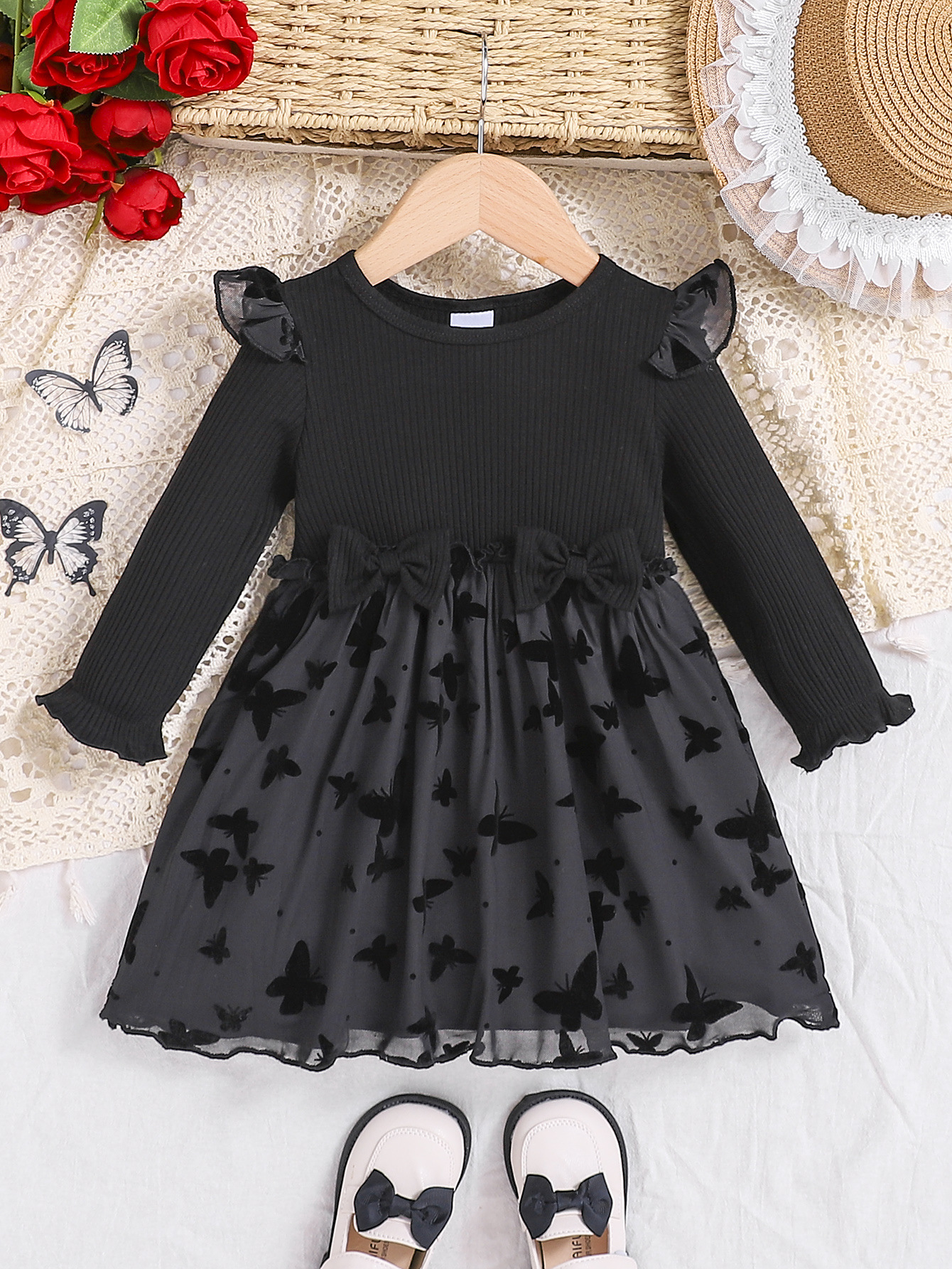 Picture of Children's clothing spring and autumn new European and American children's clothing mesh baby baby girl long sleeve dress children's skirt
