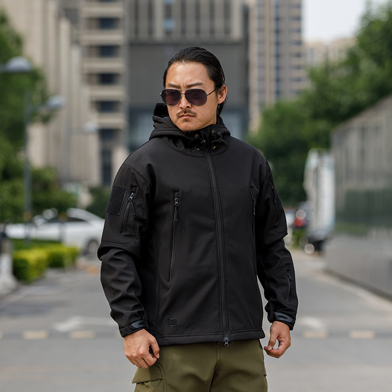Picture of Shark skin soft shell assault clothing camouflage jacket fleece padded tactical clothing hooded jacket manufacturers in stock