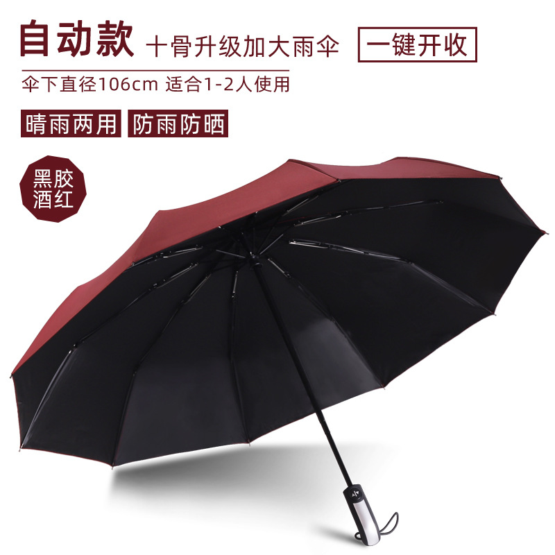 Picture of Full-automatic rain and shine dual-purpose umbrella men's and women's folding umbrella reinforced sunscreen large number wholesale advertising umbrella custom logo