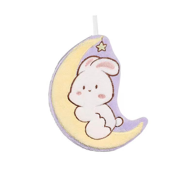 Picture of Cartoon Moon Rabbit Hand Towel Household Hanging Children's Hand Wipes Wholesale Absorbent Small Hand Towel Cute Cartoon Rag