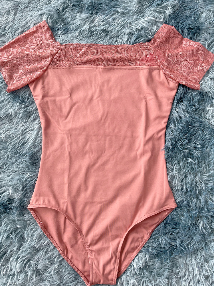 Picture of Adult Ballet Dance Costume Body Practice Clothes Lace Dance Short-sleeved Clothes Gymnastics Foundation Training Practice Clothes suit