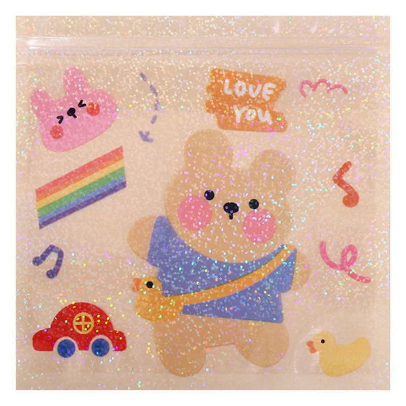 Cute cartoon laser ziplock bag children's underwear socks packaging bag ins hairpin cute jewelry zipper bag