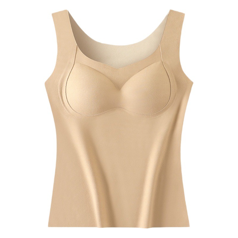 Double-sided brushed velvet thermal vest women's seamless self-heating thermal underwear with chest pad constant temperature bottoming clothing autumn and winter