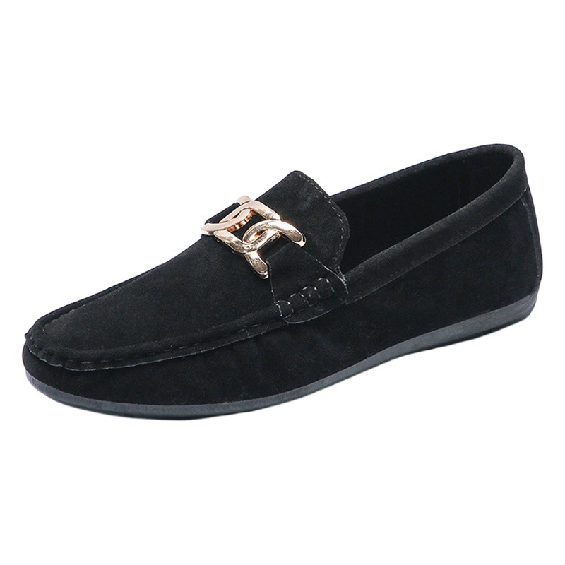 Doudou Shoes Men's Autum 2024 New Frosted Suede Lazy One-Leg Small Leather Shoes Loaf Driving Shoes for Men