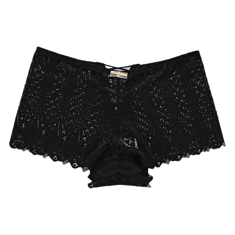 Sexy Mid-waist Hot Sale High-end Lace Underwear Women's Underwear Hollow Cross Strap Boxer Briefs Plus Size