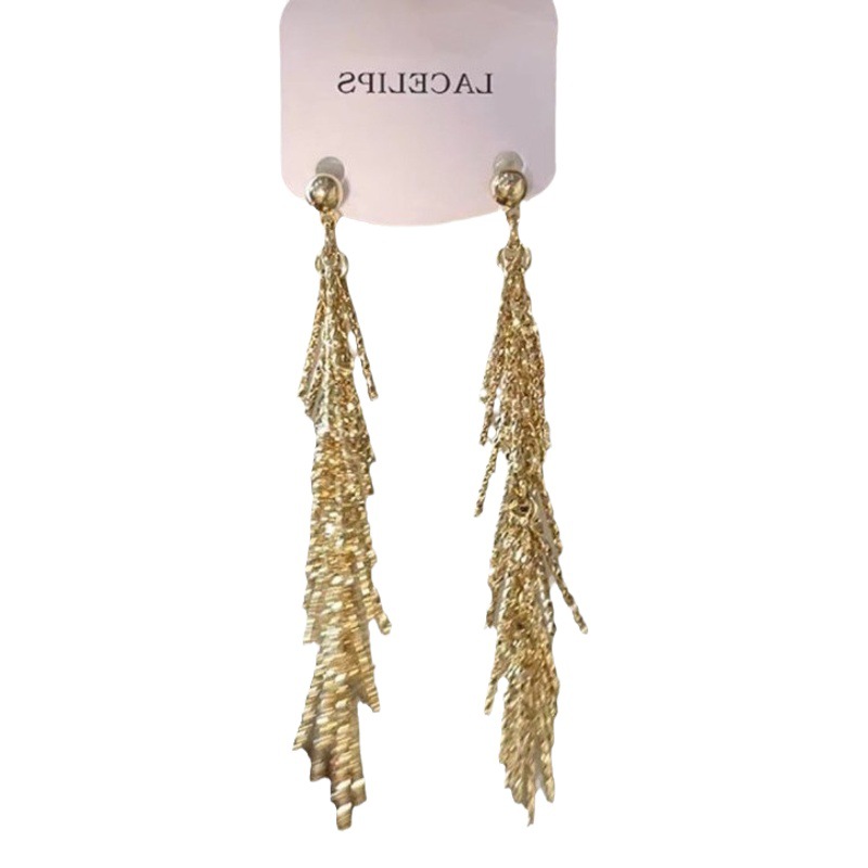 Fashion Elegant Elegant Metal Tassel Necklace Earrings Women's Light Luxury Niche Design Sense Exquisite High-end Sense Jewelry
