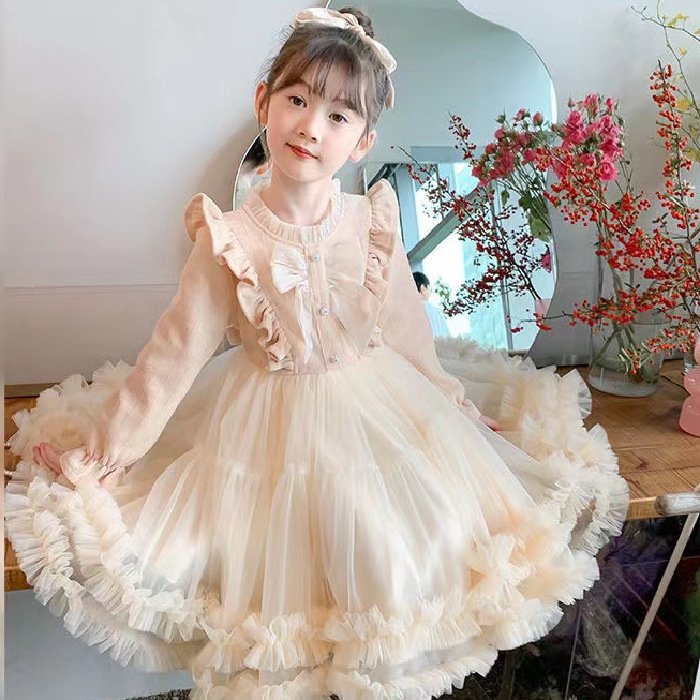 Girl's Autumn Dress dress Western Style Autumn and Winter Girl's 2024 New Skirt Children's Dress Autumn Princess Dress Autumn