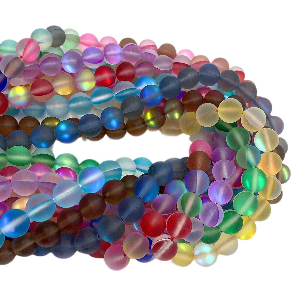 Picture of Synthetic Frosted Moonstone Loose Beads Imitation Glitter Stone Round Beads DIY Bracelet Necklace Jewelry Beaded Accessories B-003