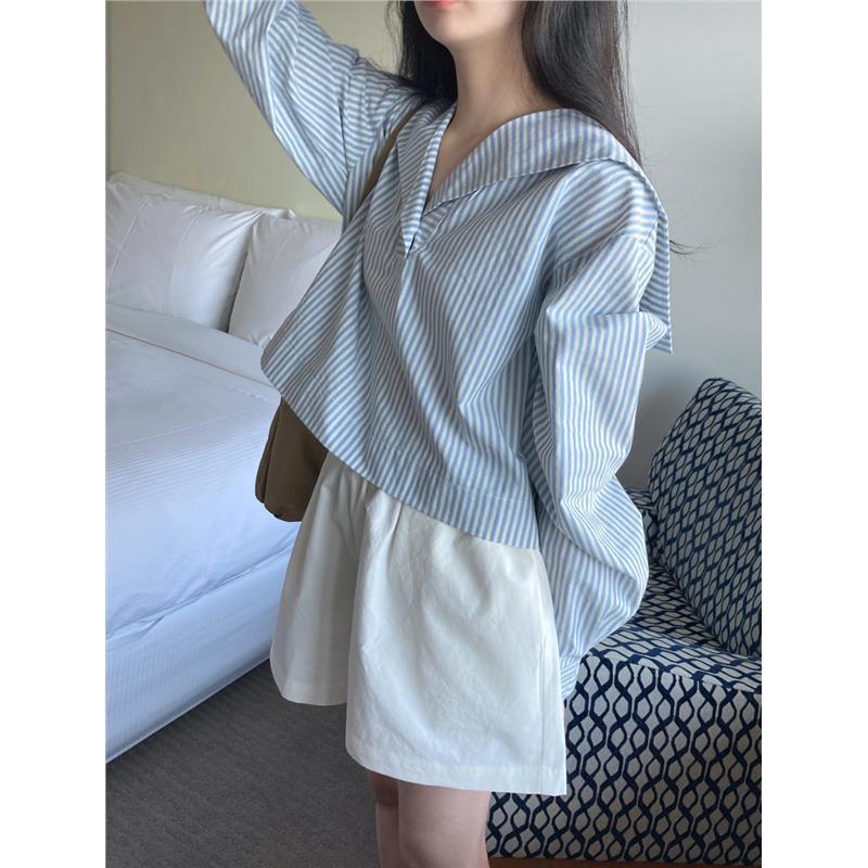 Long-Sleeved All-Match Age-Reducing Loose Casual Shirt Korean Style Age-Reducing Casual Commuter Daily Striped Slim Shirt