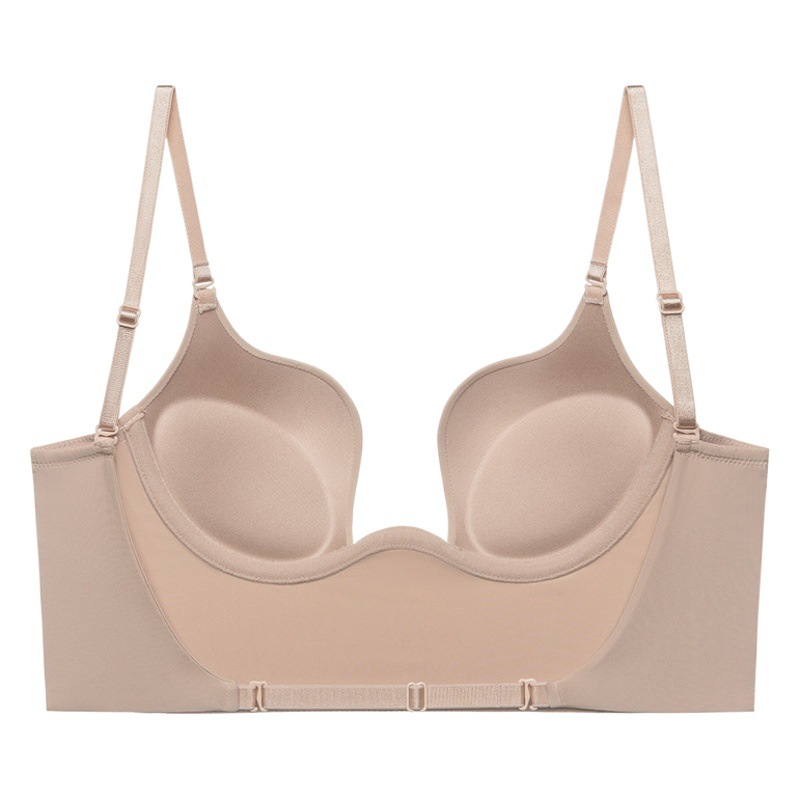 Foreign trade cross-border European and American plus size beauty back underwear women's sexy U-shaped large backless soft steel ring bra BCDEF wholesale