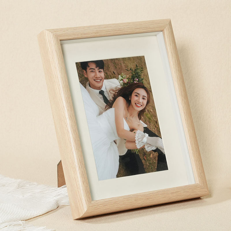 Picture of Wooden hollow glass photo frame table 6 inch 8 inch 10 creative photo diy frame solid wood picture frame wholesale