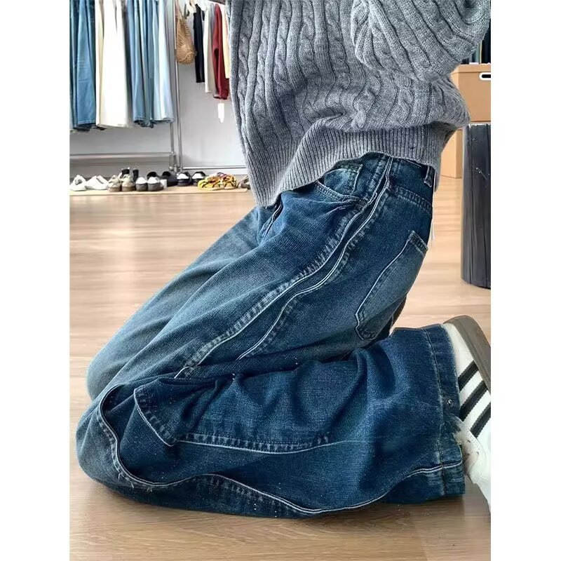 American High Street Retro Wide-Leg Jeans for Women Summer 2025 New High-Waist Slim Versatile Straight-Leg Floor-Length Pants