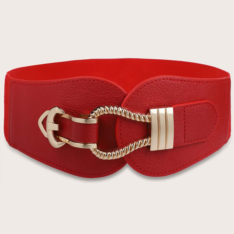 European and American Fashion Elastic Girdle Decoration Women's Dress Sweater Elastic Wide Belt Red Versatile Girdle
