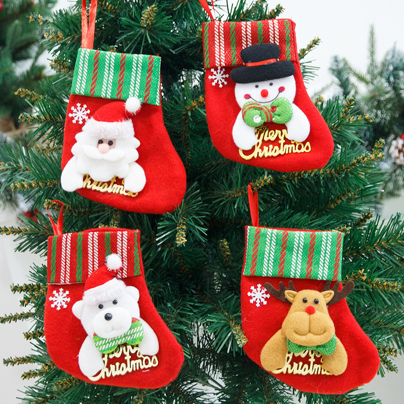 Christmas socks Christmas socks gift bag pendant children's candy bag cartoon small socks gift bag decoration