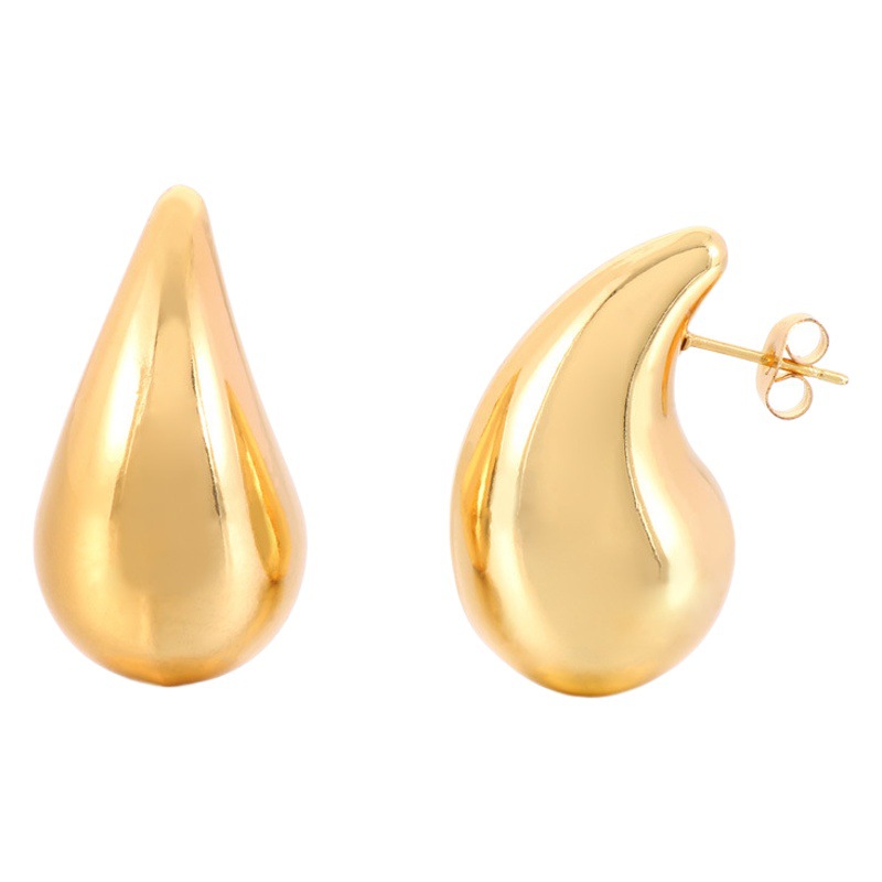 Advanced Design Sense Chubby Water Drop Earrings INS Fashion Stainless Steel Hollow Earrings Geometric Versatile Earrings