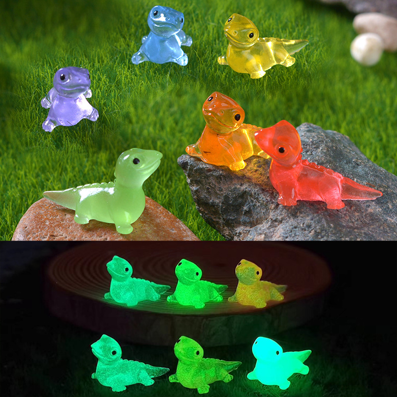 Cross-Border Cute Luminous Cute Little Lizard Micro Landscape Gardening Ornaments Cartoon DIY Material Resin Crafts