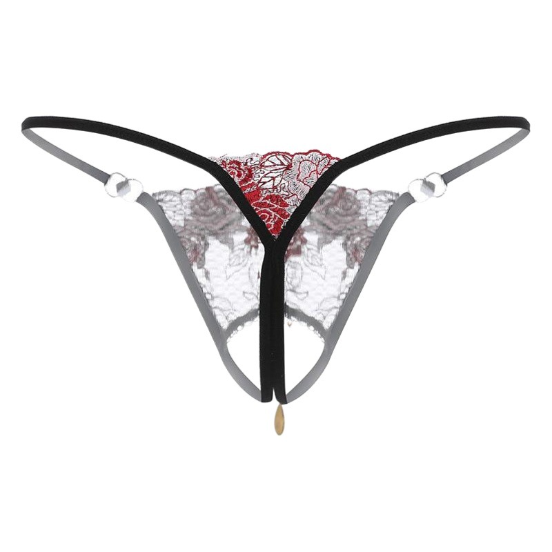 Sexy Underwear Women's Crotch-free Sexy Underwear Women's Rhinestone Lace Embroidered Sexy G-string Cross-border Supply