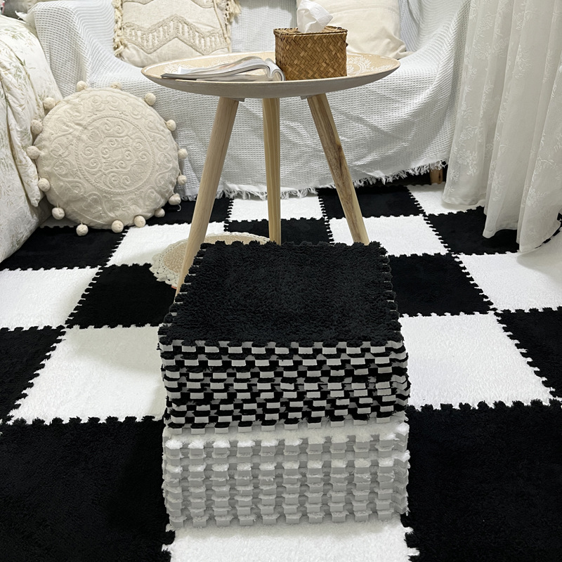 Picture of Plush room stitching carpet bedroom living room 2023 New ins style bedside blanket full floor mat cushion home