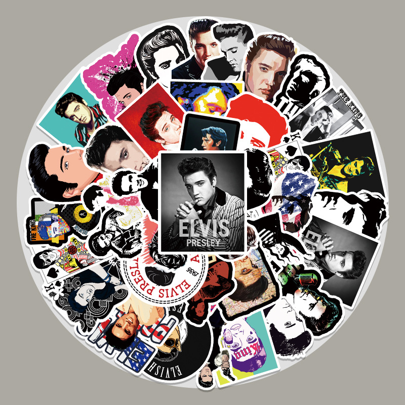 51 Star Elvis Graffiti Stickers Laptop Luggage Skateboard Car Decoration Stickers