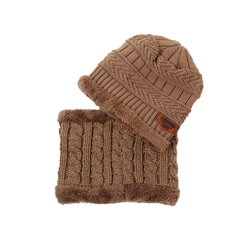 Picture of Korean version of children's wool hat winter boys and girls knitted velvet warm baby hat scarf two-piece wholesale