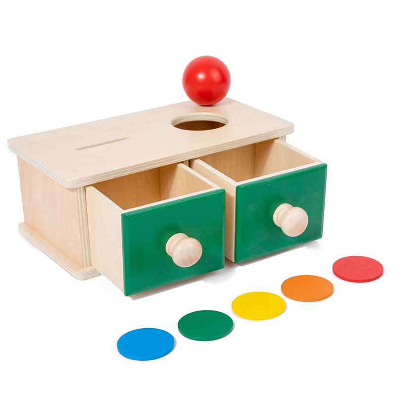 Picture of Montessori Toys 0-3 Wooden Drawer Box Kindergarten Textile Drum Target Box Montessori Early Education Educational Toys