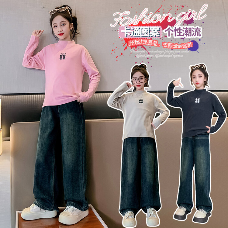 Picture of Girls' autumn and winter de Velvet bottoming shirt children's fashionable all-match inner top Western style self-heating winter long-sleeved sweater