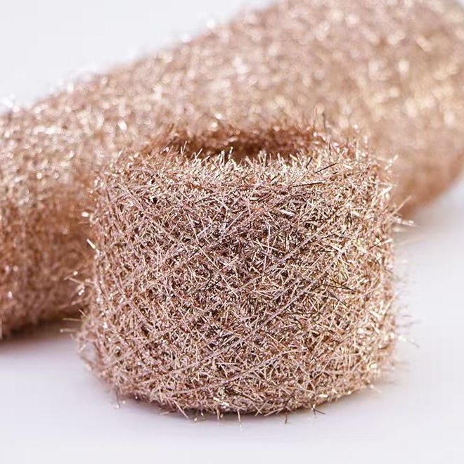 7.5 Count Gold Feather Yarn Does Not Shed Lint 1/7.5Nm Fancy Yarn Special Yarn 65% Gold and Silver Thread 35% Polyester