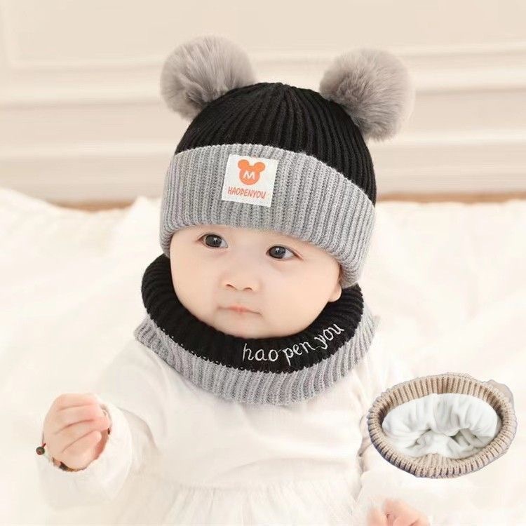 Picture of Children's hat autumn and winter girls' pullover hat Korean-style knitted hat colorful wool hat baby boys' warm earmuffs hat tide