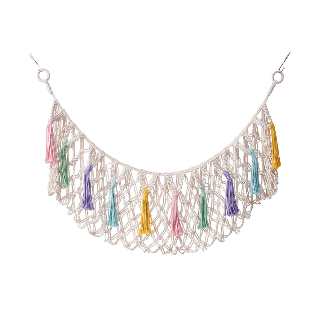 Picture of Cross-Border Nordic Style Bohemian Two-Corner Toy Net Bag Woven Hanging Net Cotton Rope Plush Toy Storage Net Bag