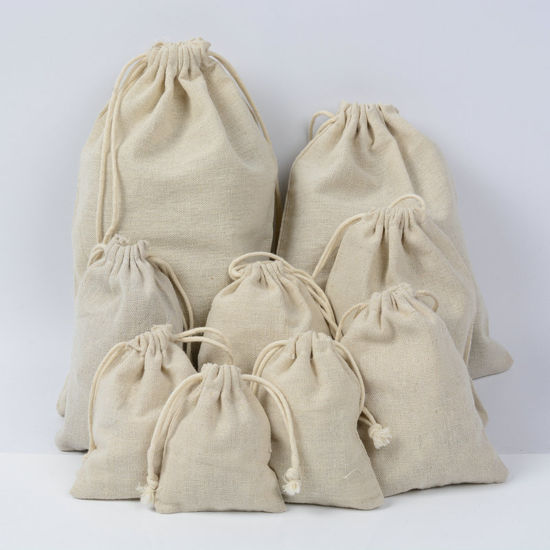 Picture of Spot Cotton Drawstring Flap Pocket Pants Wholesale Storage Bag Travel Cloth Bag Cotton Linen Bag Bracelet Jewelry Packaging Cotton Bag