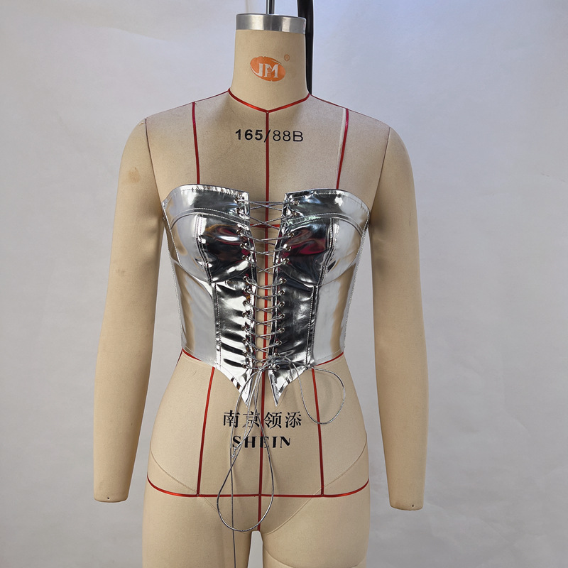 Cross-Border European and American Clothing 2024 Trendy and Sexy Lace-Up Hot Girl Tops Waist Cardigan Slimming Look Vest