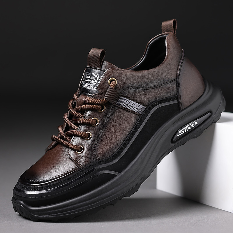 Picture of Trendy Men's Toe-Layer Cowhide Autum New Sports and Casual Shoes for Men, Lightweight Non-Slip Daily Casual Leather Shoes for Men