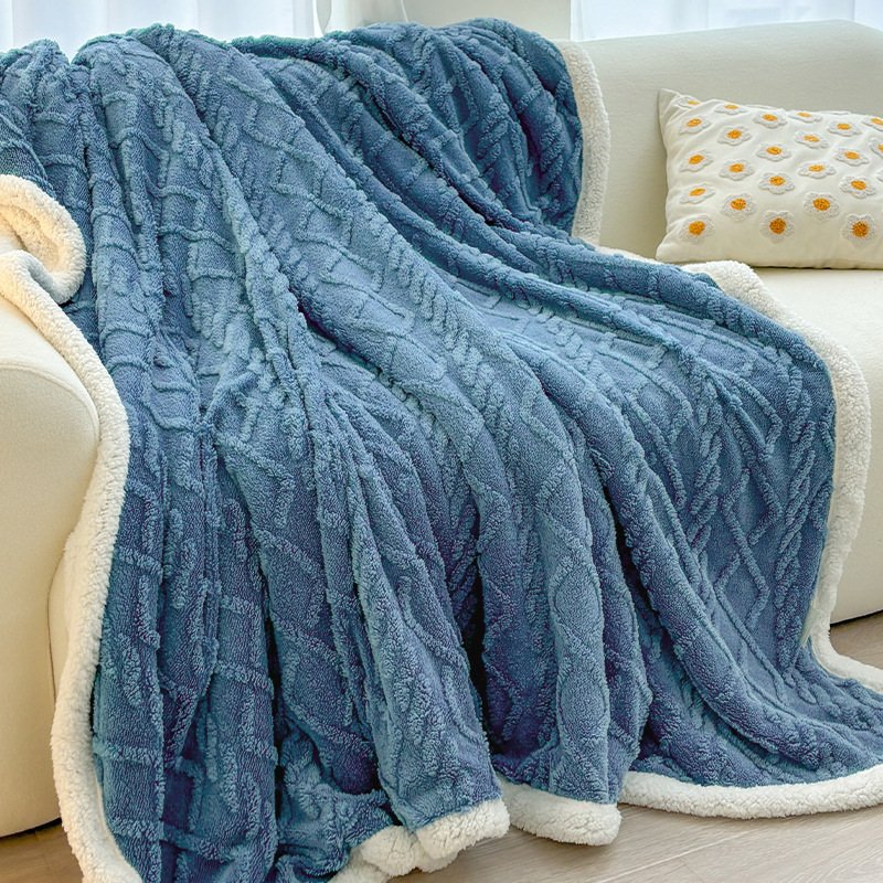 Picture of Winter Tafu Fleece Blanket Double Thickened Coral Fleece Blanket Lamb Fleece Nap Blanket Sofa Blanket Autumn and Winter