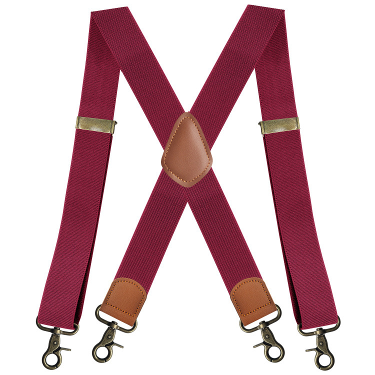 Picture of Manufacturers supply adult men's 4-clip elastic elastic strap X-shaped trousers suspenders with bronze hook buckle strap clip