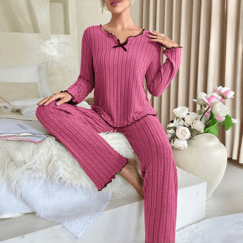 2024 New European and American Cross-border Amazon Explosions Black Edge Stranging Leisure Home suit Clothing Pit Pajama