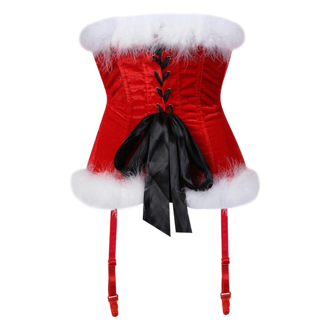 Christmas Performance Uniform Court Exclusive Bow Garter Belt White Down Lace Shaping Top Wholesale
