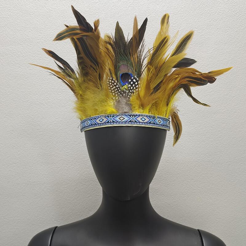 Picture of Indian Feather Headwear Chief Hair Accessories Carnival Stage Show Props Headwear Accessories Cross Border