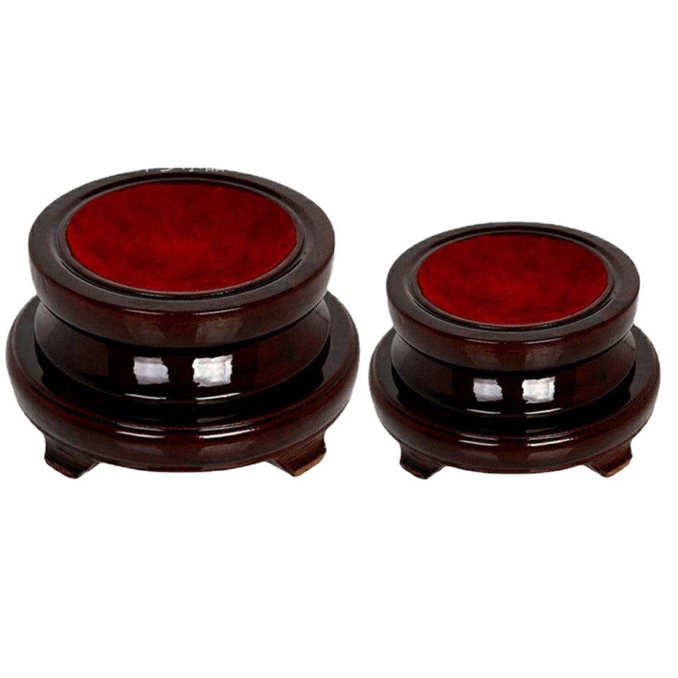 Picture of Round Rotating Crystal Ball Base Wooden Bracket Display Stand Home Office Decorations Bottom Bracket Ornaments Wooden Holder
