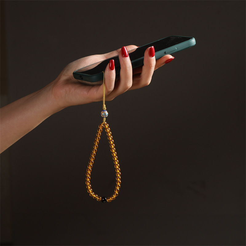 Picture of Original mobile phone lanyard fortune topaz beaded mobile phone chain handmade ornaments for women exquisite strong and durable anti-lost hanging