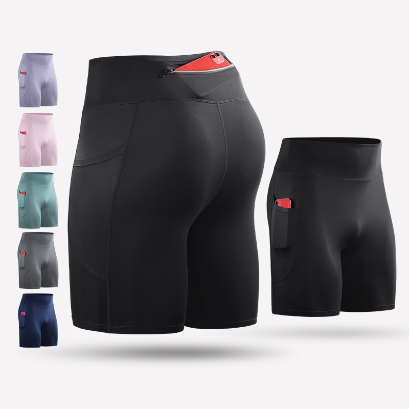 Foreign Trade Men's Professional Marathon Running Shorts Quick-Drying Breathable Zipper Five-Point Pants Cycling Fitness Leggings