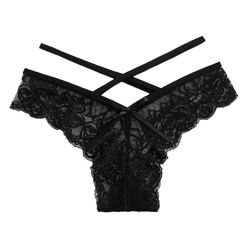 Women's sexy underwear lace jacquard transparent sexy low waist foreign trade large size thin thong T-pants women's 6801