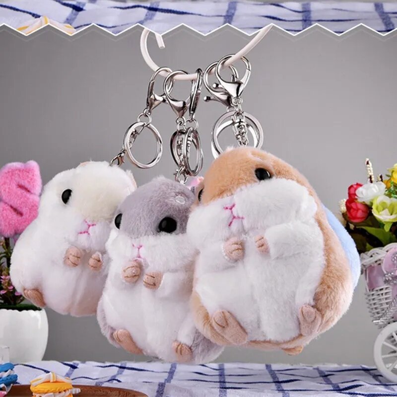 Plush Chubby Hamster Doll Keychain Pendant Girls South Korea Creative Cute Doll School Bag Hanging Ornaments