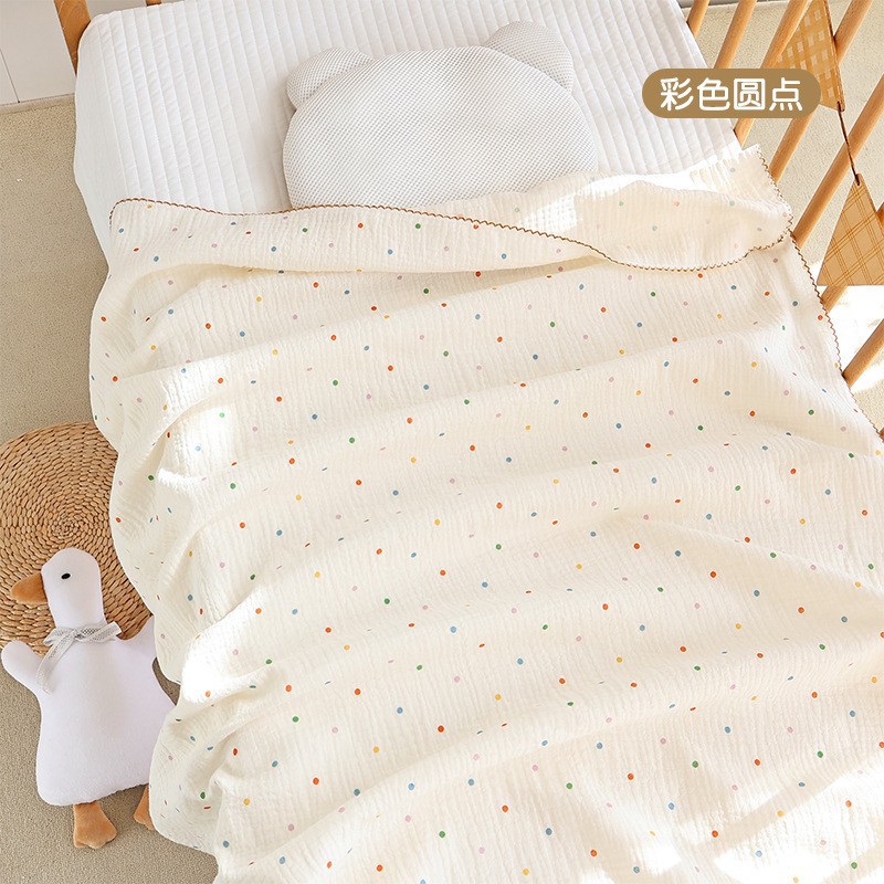 Picture of Summer double-layer four-layer gauze baby bag single class a air-conditioned room newborn blanket baby cartoon baby bag