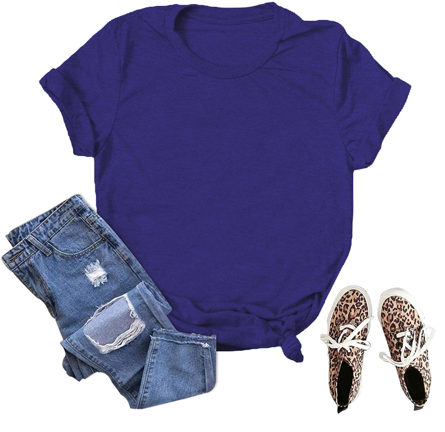 Picture of Spot wholesale foreign trade cross-border solid color blank loose large size T-shirt short sleeve men and women with Amazon wish
