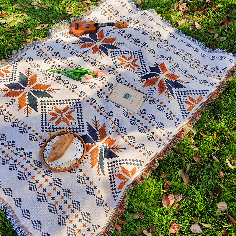 Picture of Picnic mat ins style camping blanket tent floor mat outdoor folding table layout atmosphere decoration essential